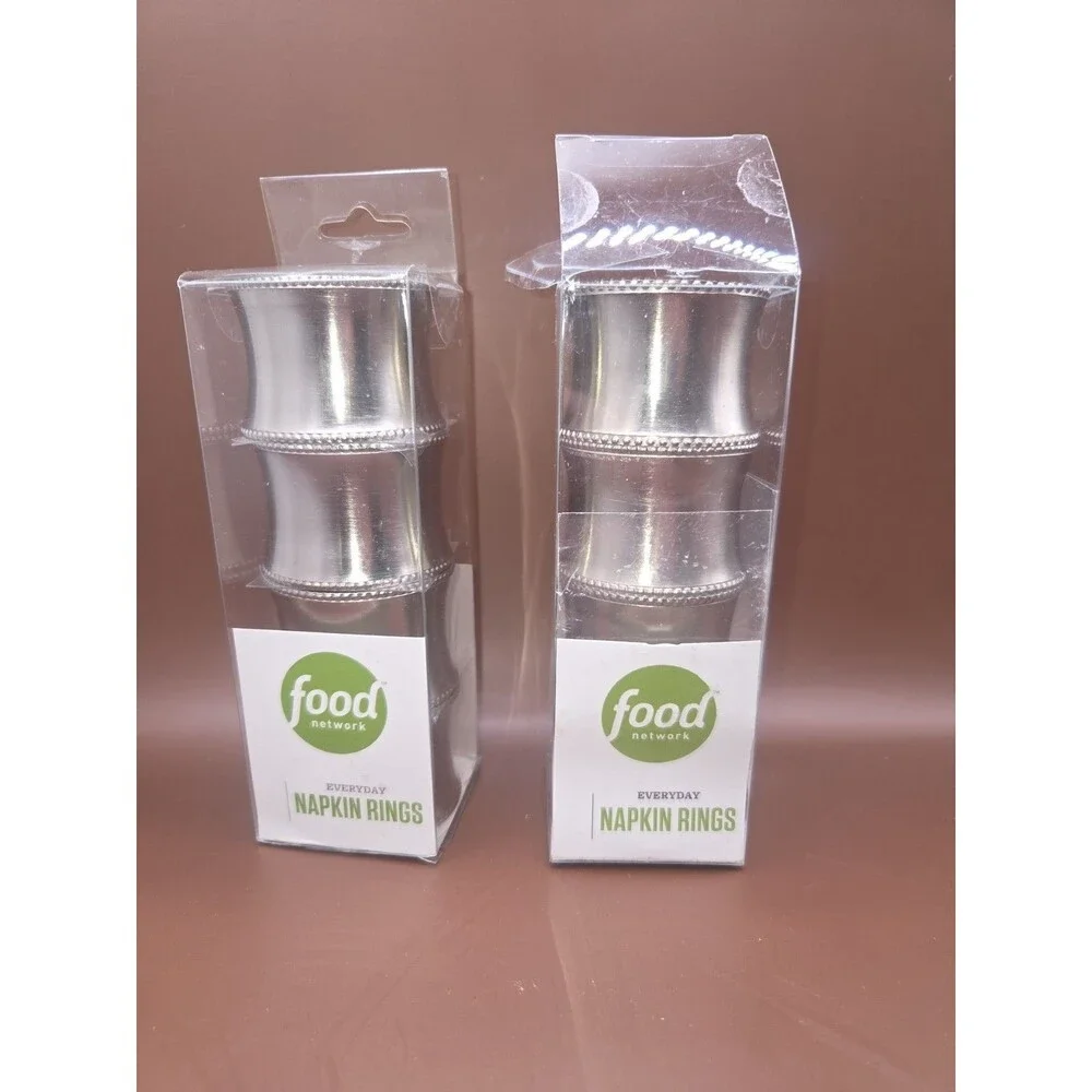 Martha Stewart Food Network Napkin Rings Silver Tone Lot Of 8